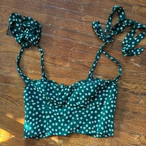 Reformation green floral bustier crop top - Size 4